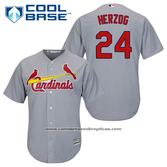 Camiseta Beisbol Hombre St. Louis Cardinals Whitey Herzog 24 Gris Cool Base
